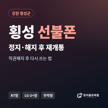 횡성군정지폰 선불폰 개통 안내 이미지