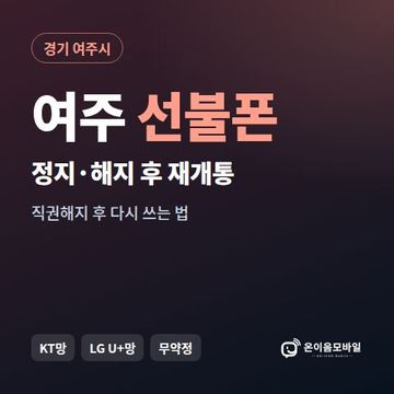 여주시정지폰 선불폰 개통 안내 이미지