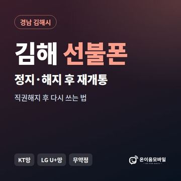 김해시정지폰 선불폰 개통 안내 이미지