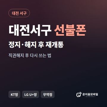 대전서구정지폰 선불폰 개통 안내 이미지