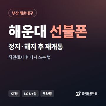해운대구정지폰 선불폰 개통 안내 이미지