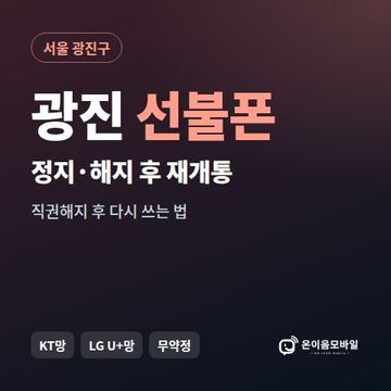 광진구정지폰 선불폰 개통 안내 이미지
