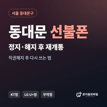 동대문구정지폰 선불폰 개통 안내 이미지