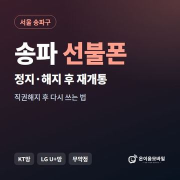 송파구정지폰 선불폰 개통 안내 이미지