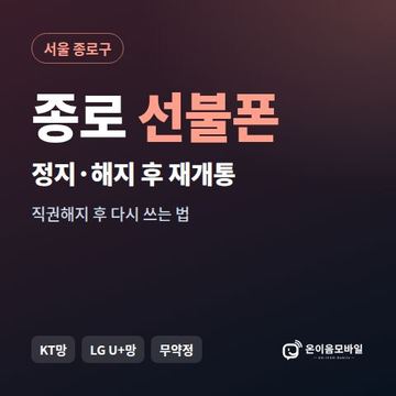 종로구정지폰 선불폰 개통 안내 이미지