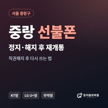 중랑구정지폰 선불폰 개통 안내 이미지