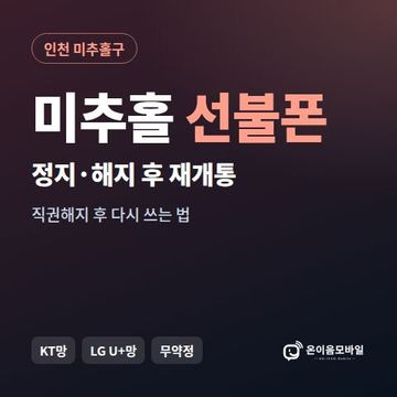 미추홀구정지폰 선불폰 개통 안내 이미지