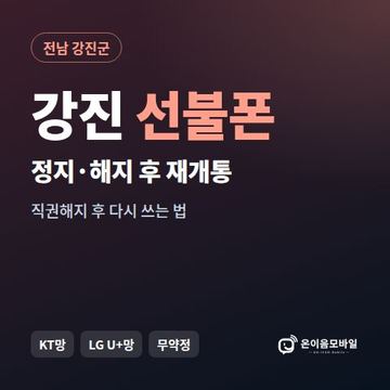 강진군정지폰 선불폰 개통 안내 이미지