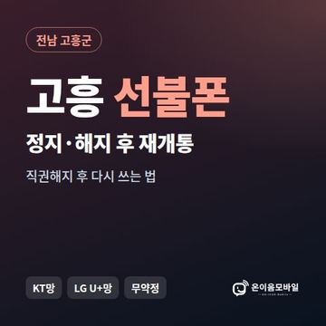 고흥군정지폰 선불폰 개통 안내 이미지