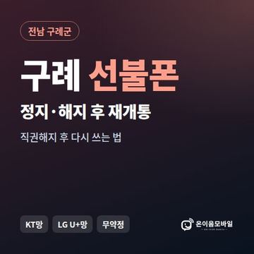 구례군정지폰 선불폰 개통 안내 이미지