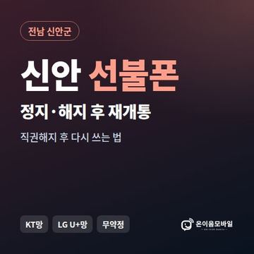 신안군정지폰 선불폰 개통 안내 이미지