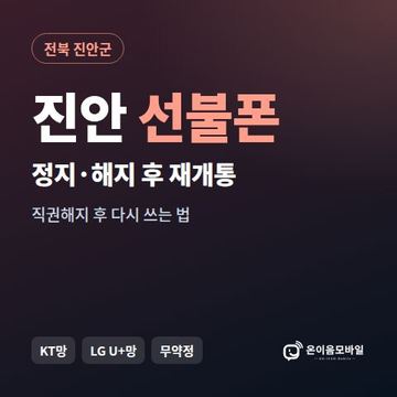 진안군정지폰 선불폰 개통 안내 이미지