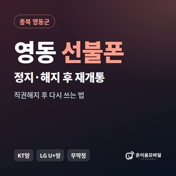 영동군정지폰 선불폰 개통 안내 이미지