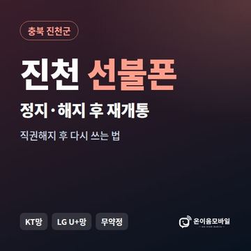 진천군정지폰 선불폰 개통 안내 이미지